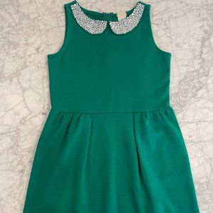 J. Crew Crewcuts Emerald Green Ponte Dress with Jeweled Collar